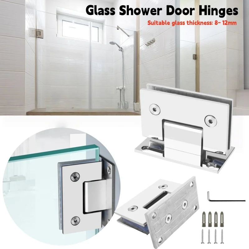 90° Frameless Glass Shower Door Hinges | 304 Stainless Steel