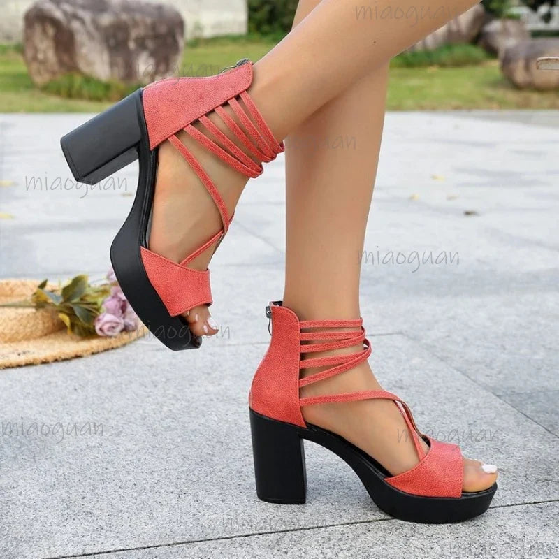 Women's Open-Toe Roman High Heel Sandals – Party Pumps