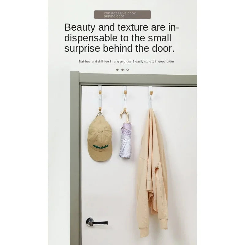 1 Over Door Hook Hanger White Sturdy Wooden Ends Clothes Towel Metal