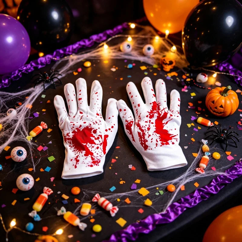 Halloween Horror Blood Gloves – Costume Accessory for Adults