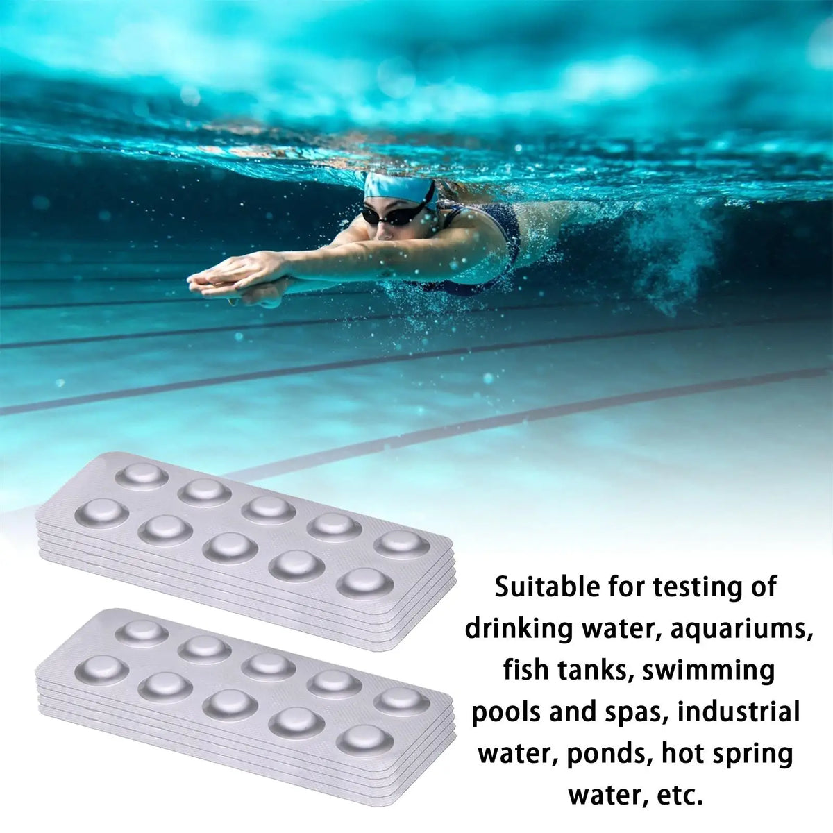 Water Chlorine Test Tablets Fast DPD1 Visual Range Testing