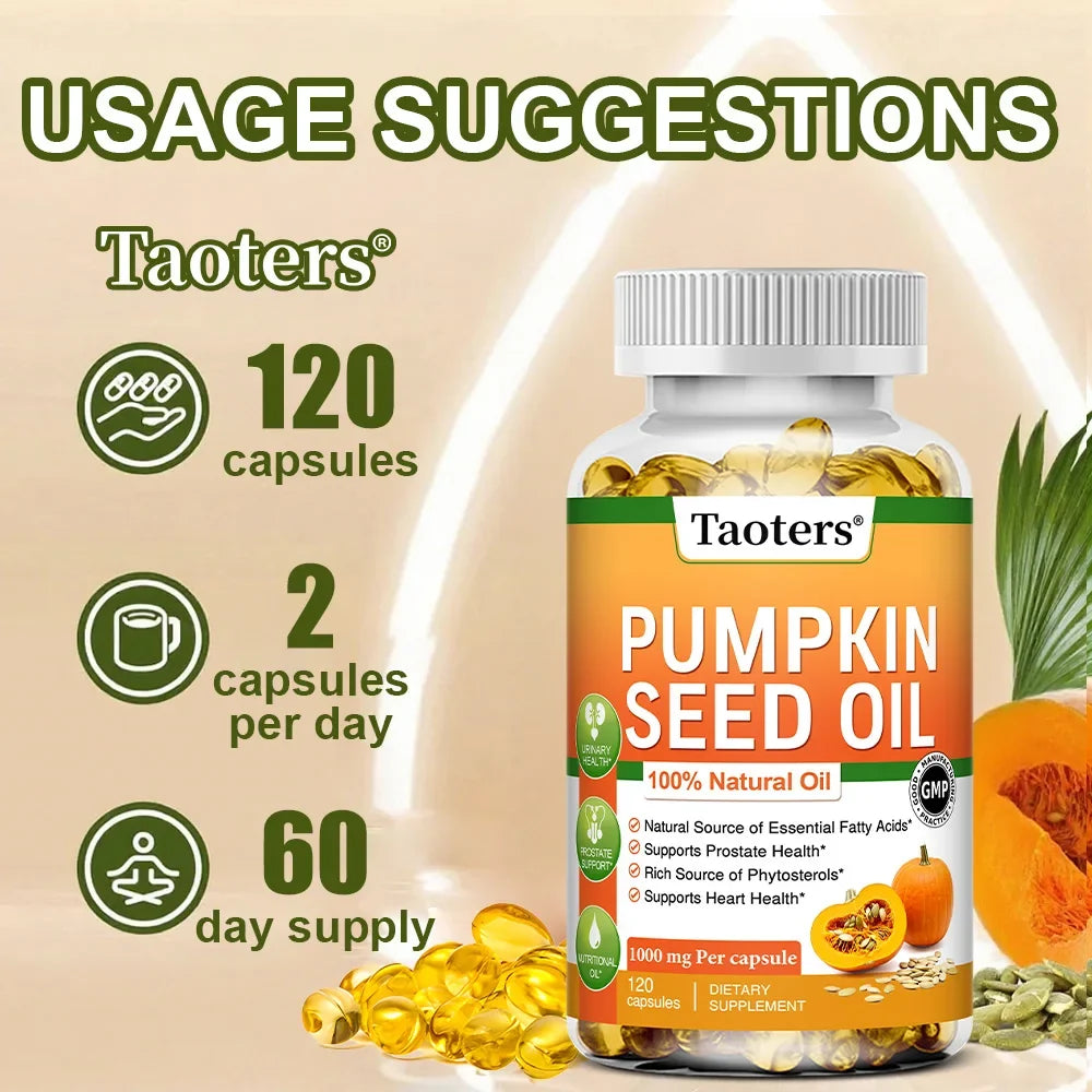 Pumpkin Seed Oil Capsules – Urinary, Bladder & Hair Support 120ct