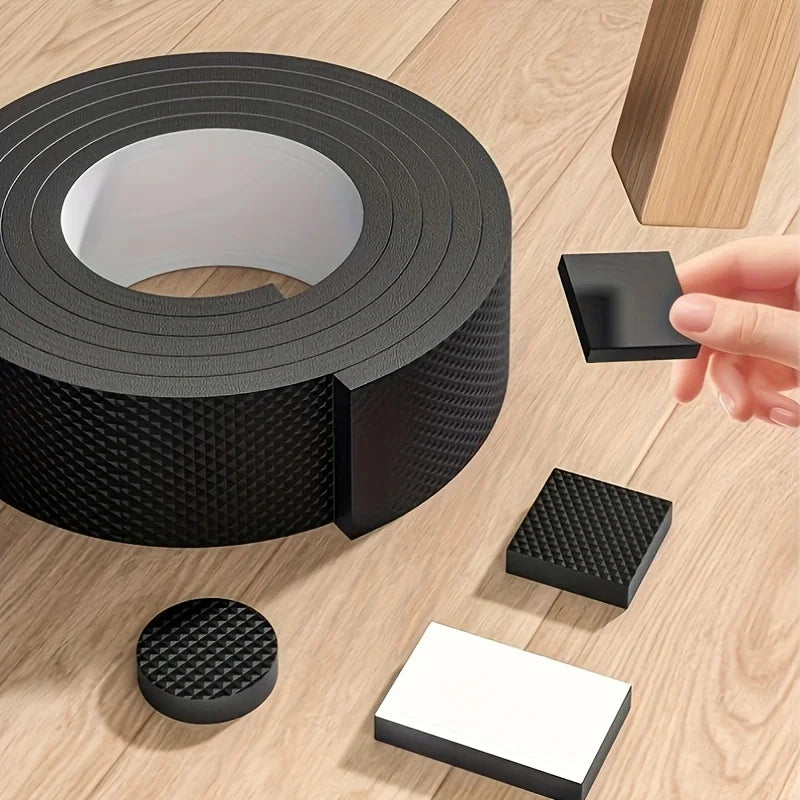 Black Anti-slip Chair Leg Pads Trimmable Silent Noise-reducing