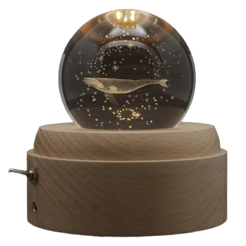 Bird's Poem Whale Crystal Ball Music Box Rotating Ornament Creative