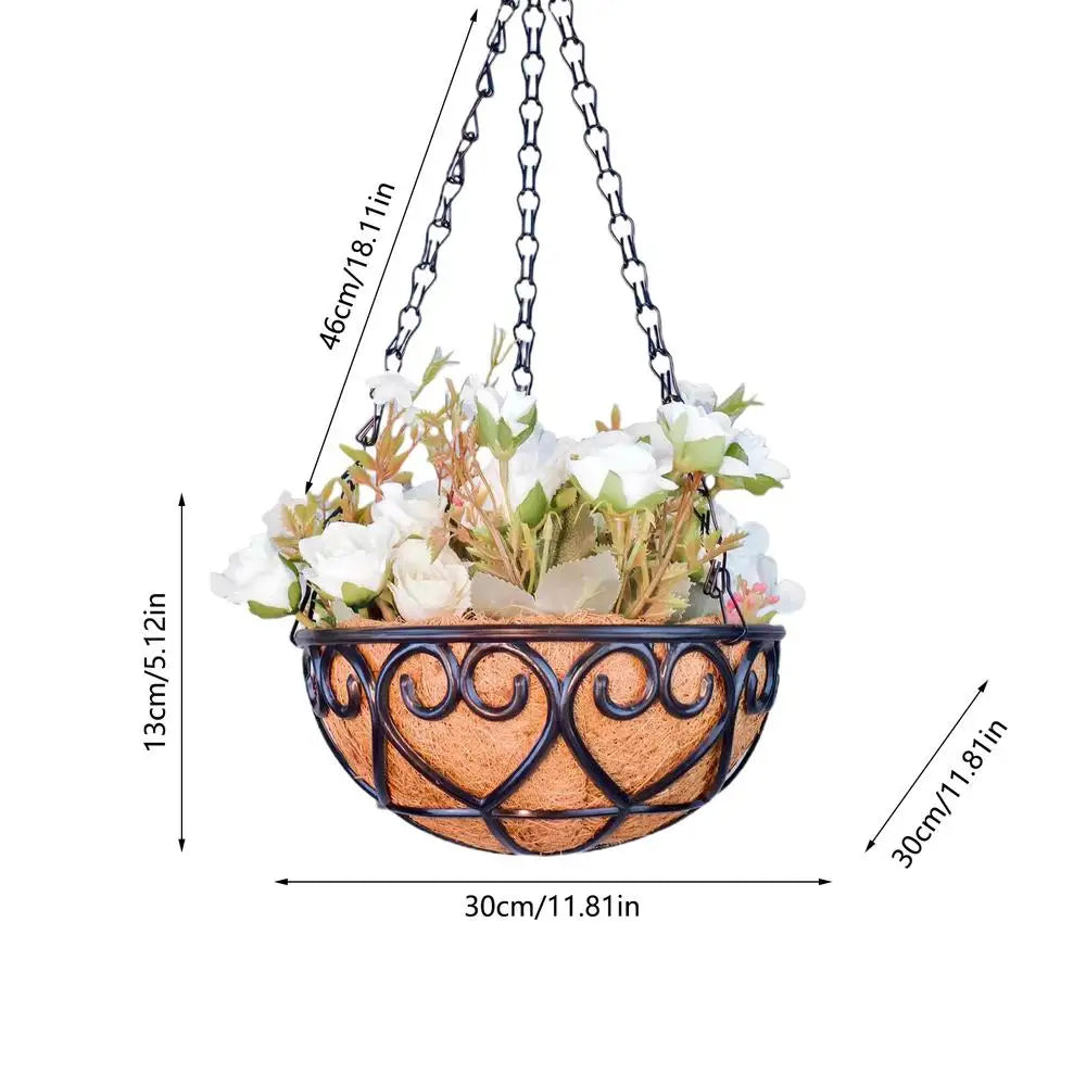 Resin Hanging Flower Pot with Chain | Outdoor Planter Basket