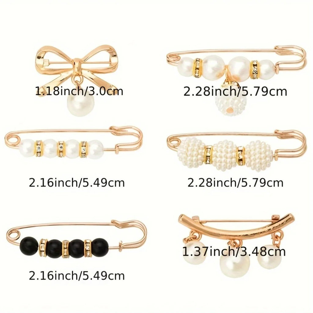 Women's Black White Trouser Waist Pearl Pin Adjustment Fixed Clothes