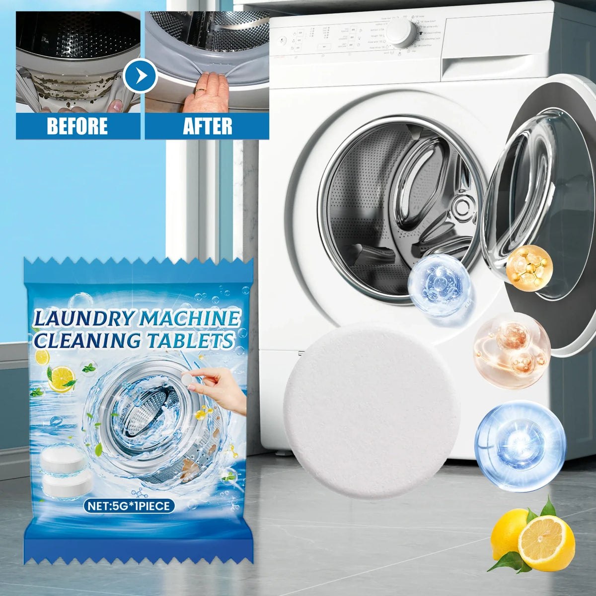 JAKEHOE Washing Machine Cleaning Tablets – Descale & Deodorize
