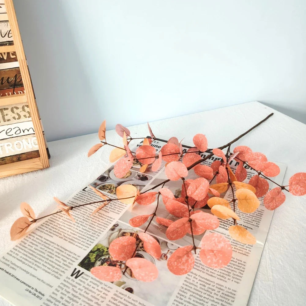 Artificial Plant Autumn Eucalyptus Long Branch Home Garden Decor Fake