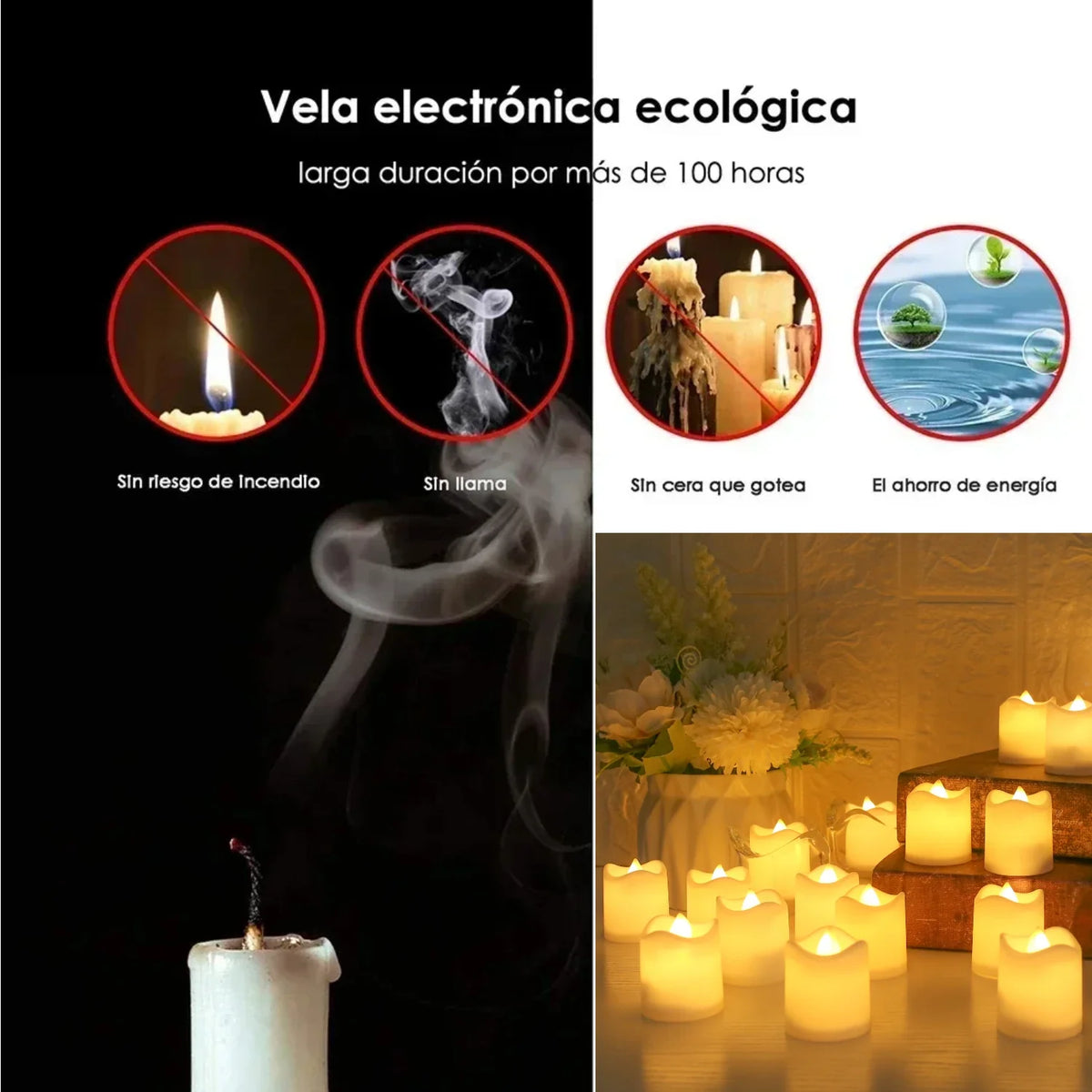 24 Flameless LED Candle Battery Operated Realistic Wishing Tea Lights
