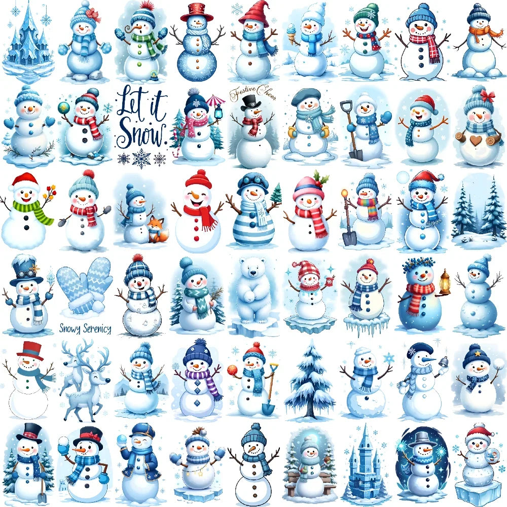 54pcs Winter Temporary Tattoos – Polar Bear, Snowman & Hearts
