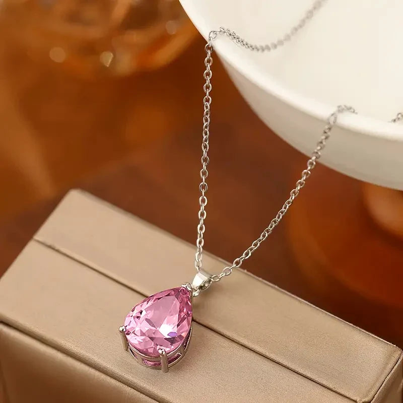 Huitan CZ Pendant Necklace – Sparkling Women's Wedding Jewelry