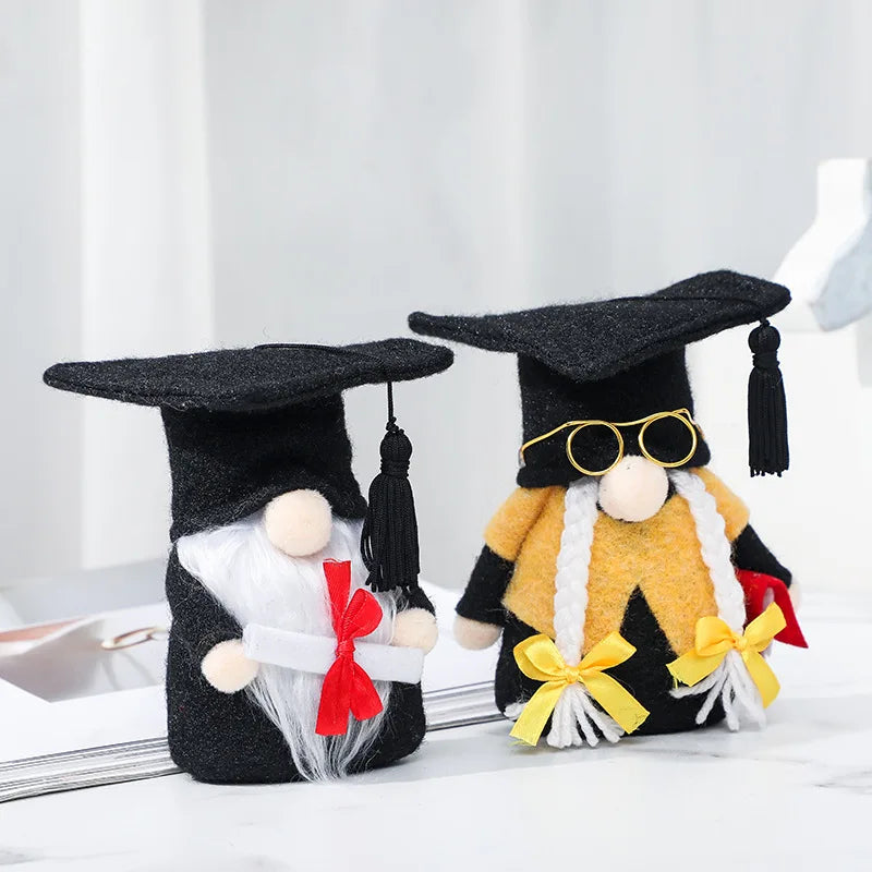 Graduation Season Black Doctoral Cap Faceless Doll Dwarf Figurine