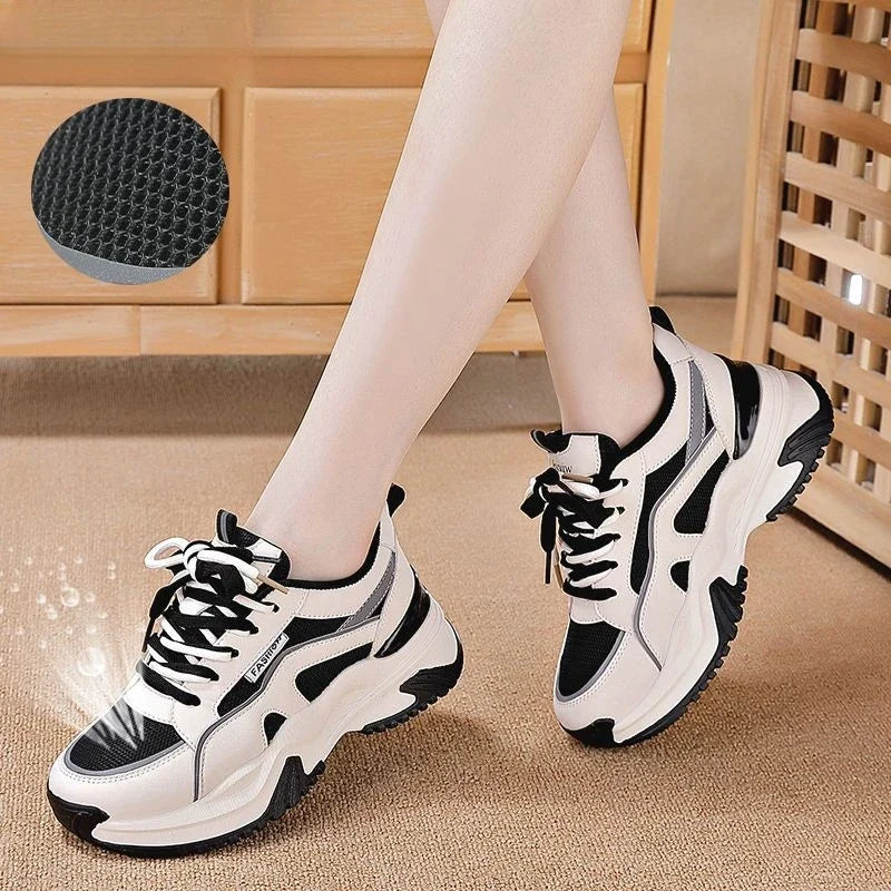 YEAE Women's Retro Platform Sneakers – Casual Lace-Up Shoes