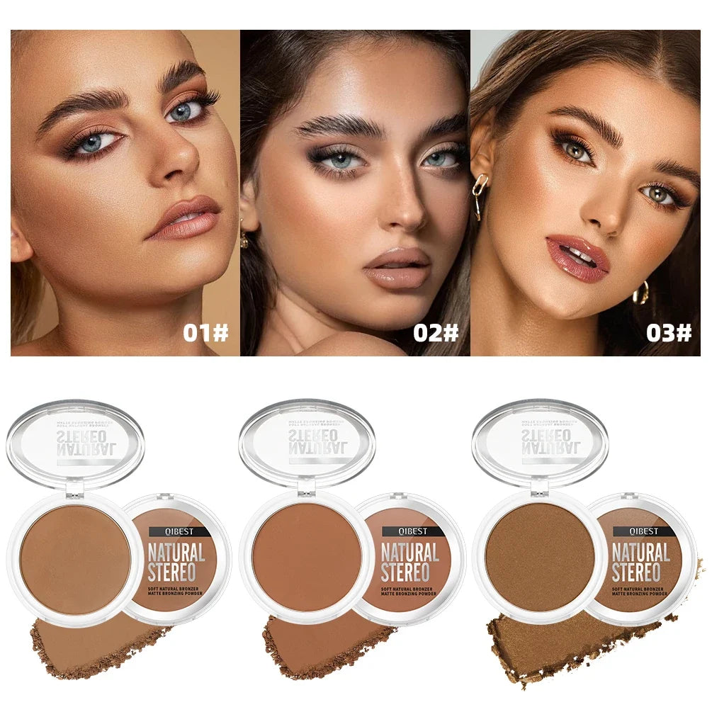 QiBest Contour Palette – Bronzer, Highlighter & Bronzing Powder