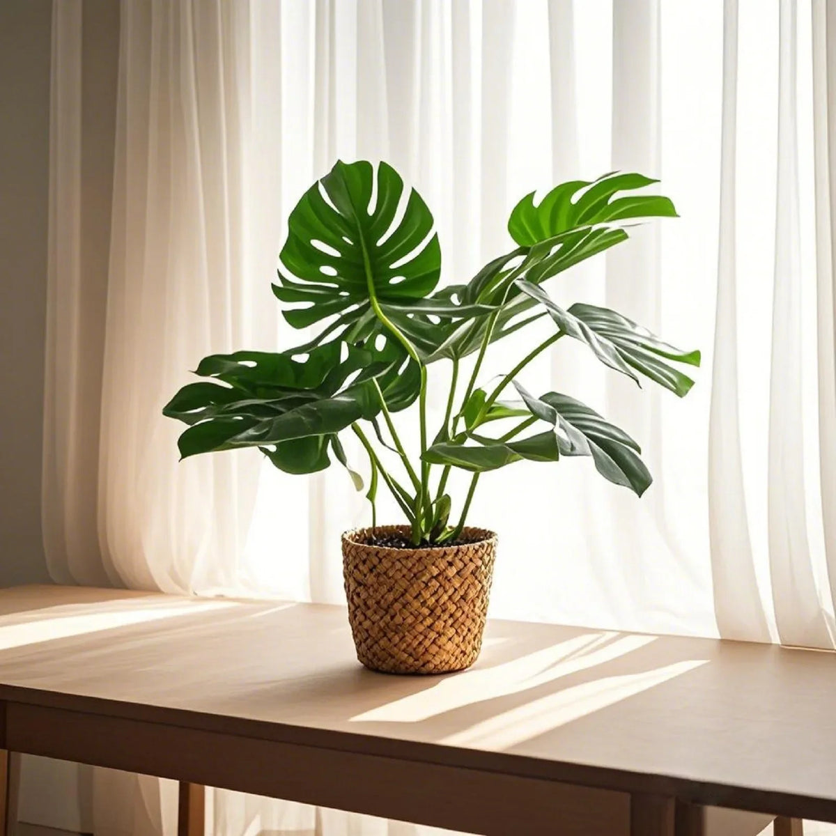 Artificial Monstera Leaf Faux Potted Plant | Realistic Decor