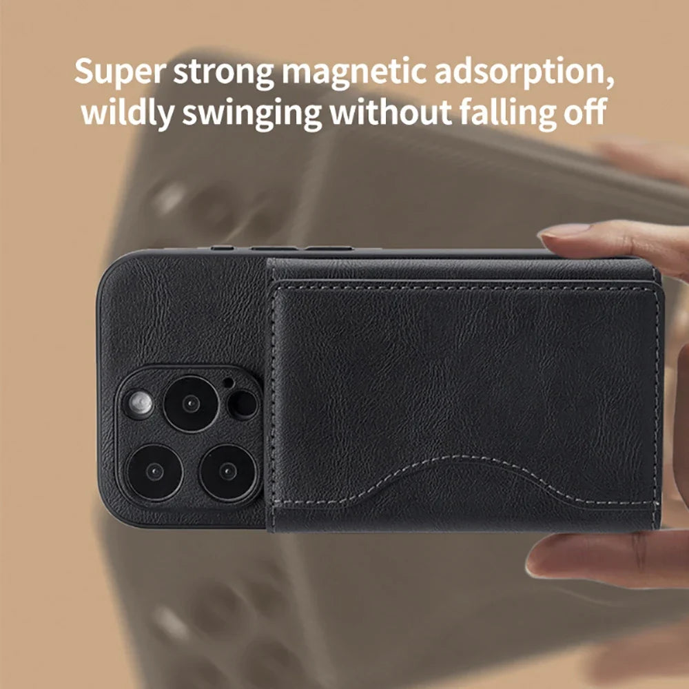 PU Leather Credit Card Holder | Magnetic Snap Business Wallet