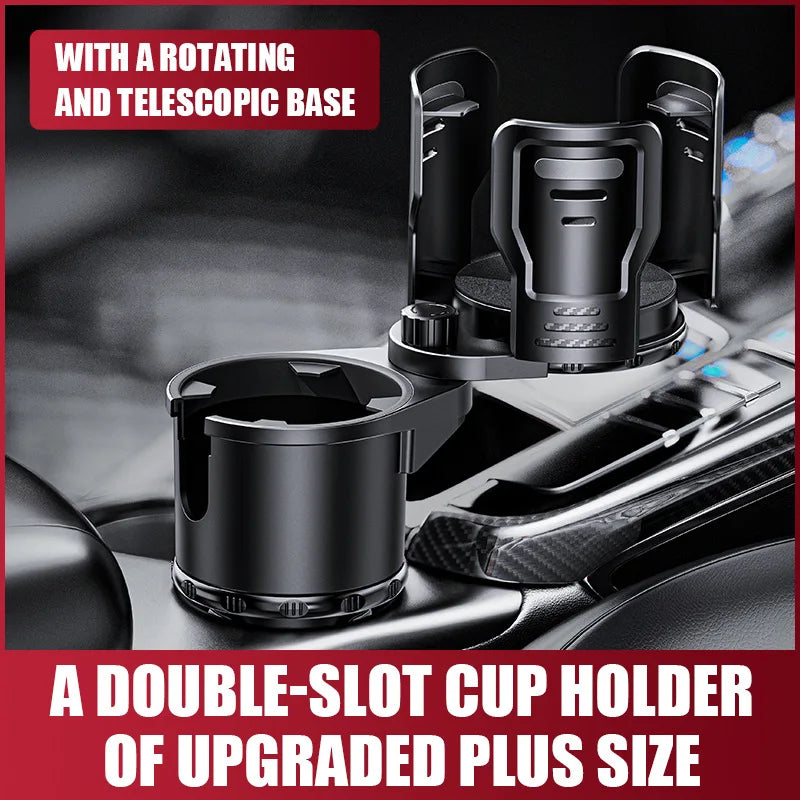 Adjustable Car Cup Holder with Lock – Fits Mugs & Bottles