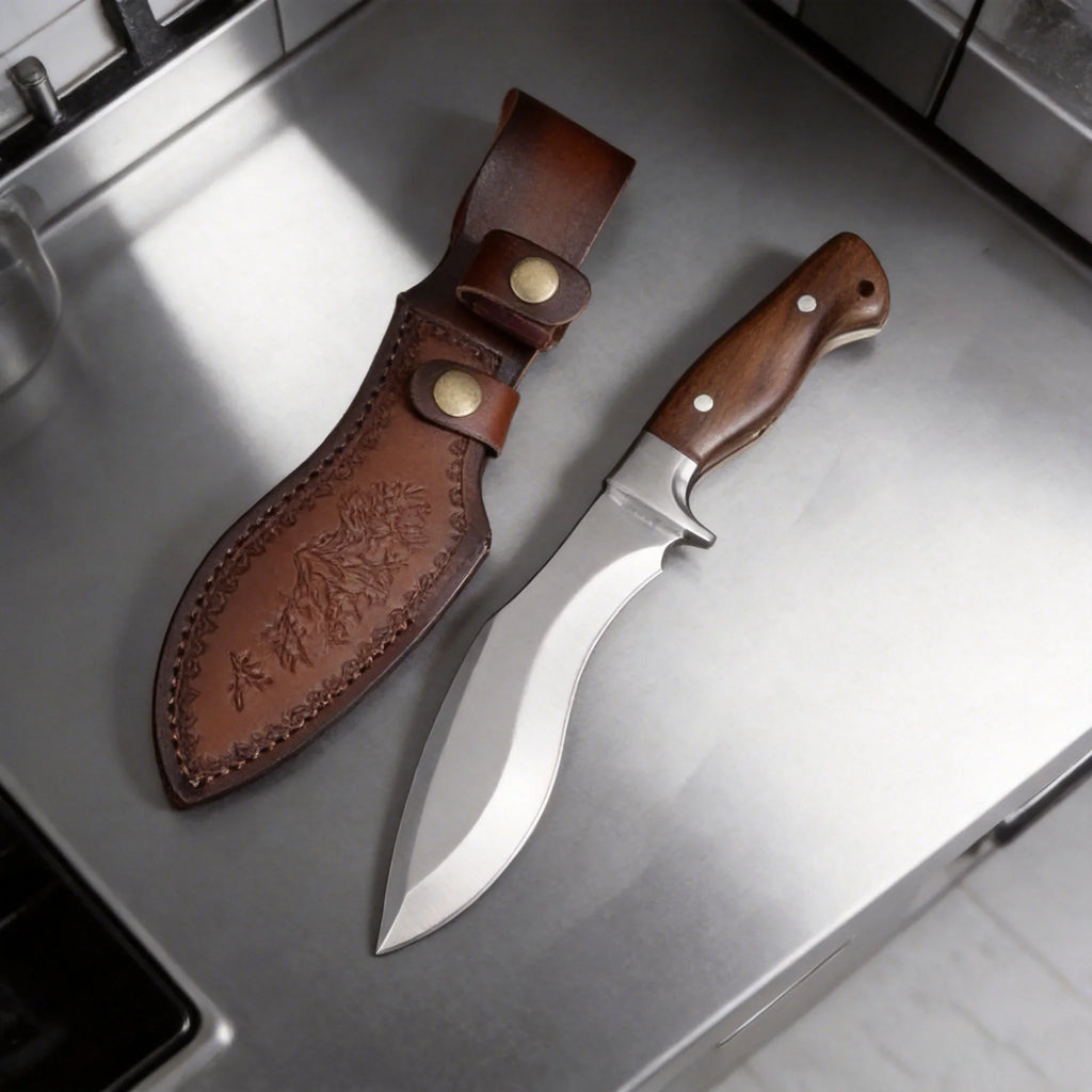 Carbon Steel Boning Knife with Wood Handle & Leather Scabbard