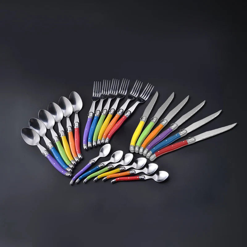 Rainbow Laguiole Cutlery Set 4–24 Pcs | Stainless Steel Flatware