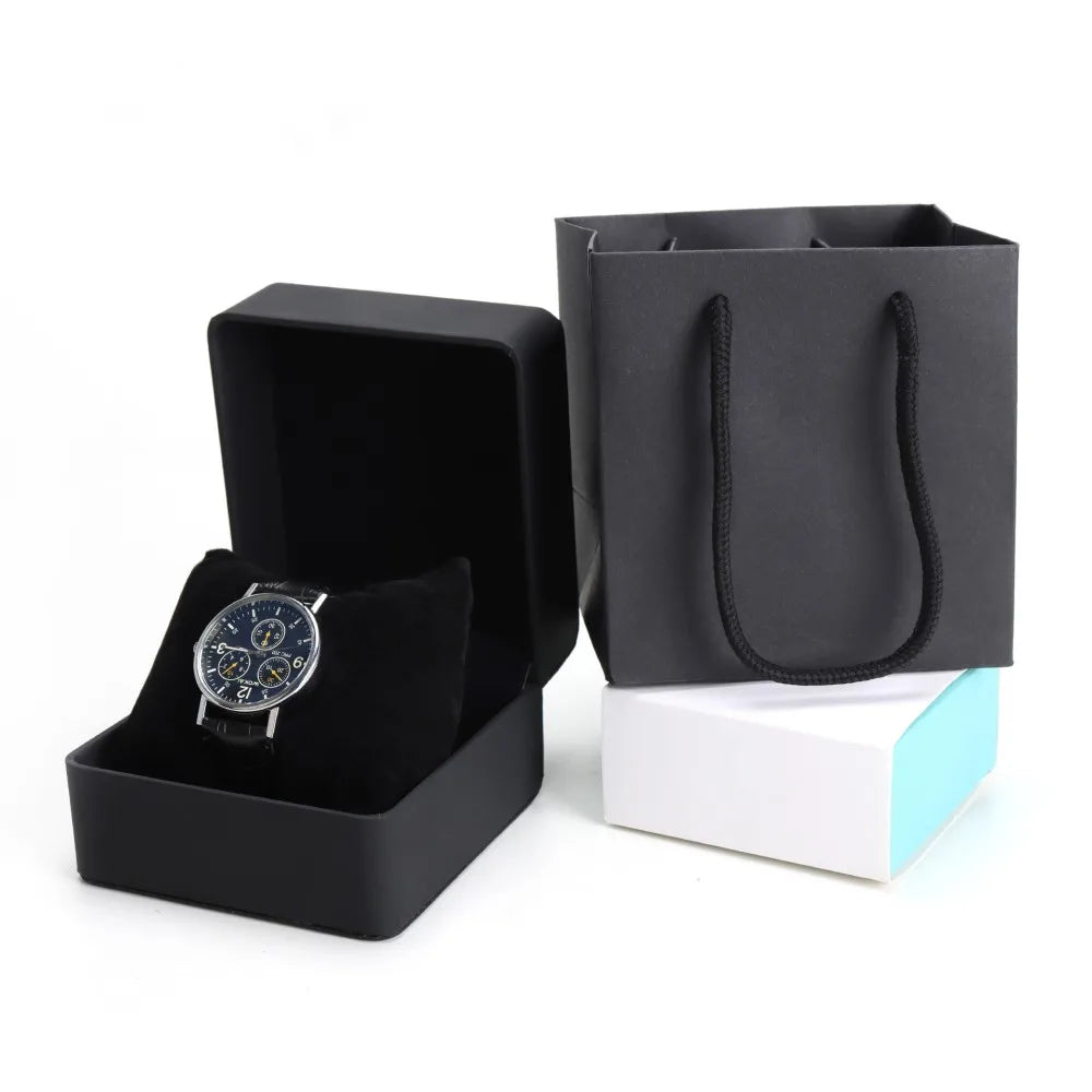 PU Leather Watch Box Rounded Corners Frosted Men's Storage Organizer