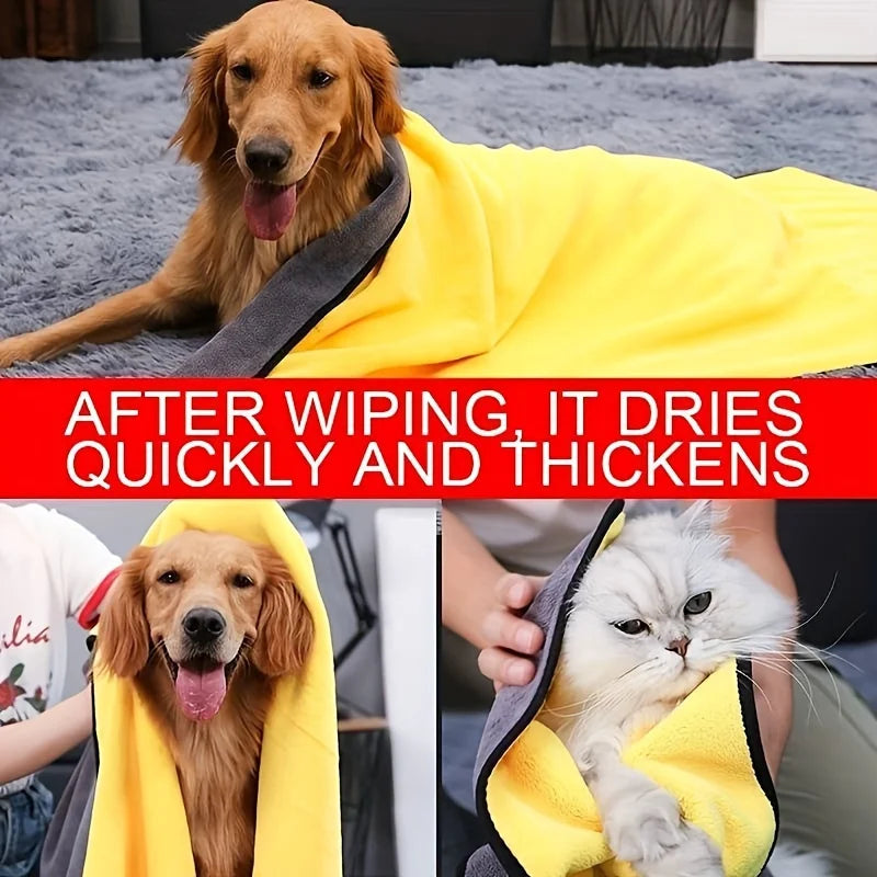 Quick-drying Dog Cat Towels Soft Fiber Absorbent Bath Towel Pet