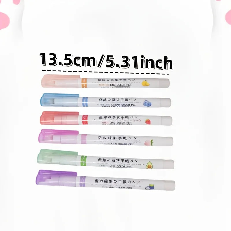 6-Pack Fine Line Graphic Outline Pens for Notes & Art