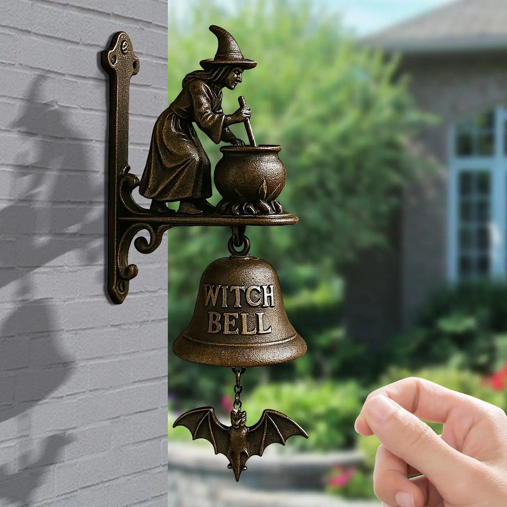 Witch Dachshund Outdoor Dinner Bell | Retro Farmhouse Door Chime