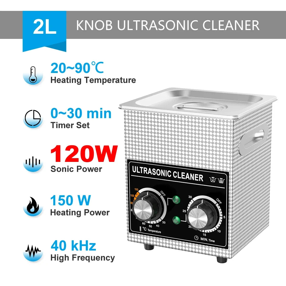 HOMEFISH 2L Ultrasonic Cleaner 120W | Heater, Timer, Digital Display