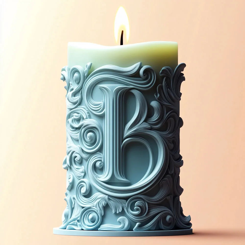 3D Letter Relief Cylindrical Candle Silicone Mold Creative Artistic