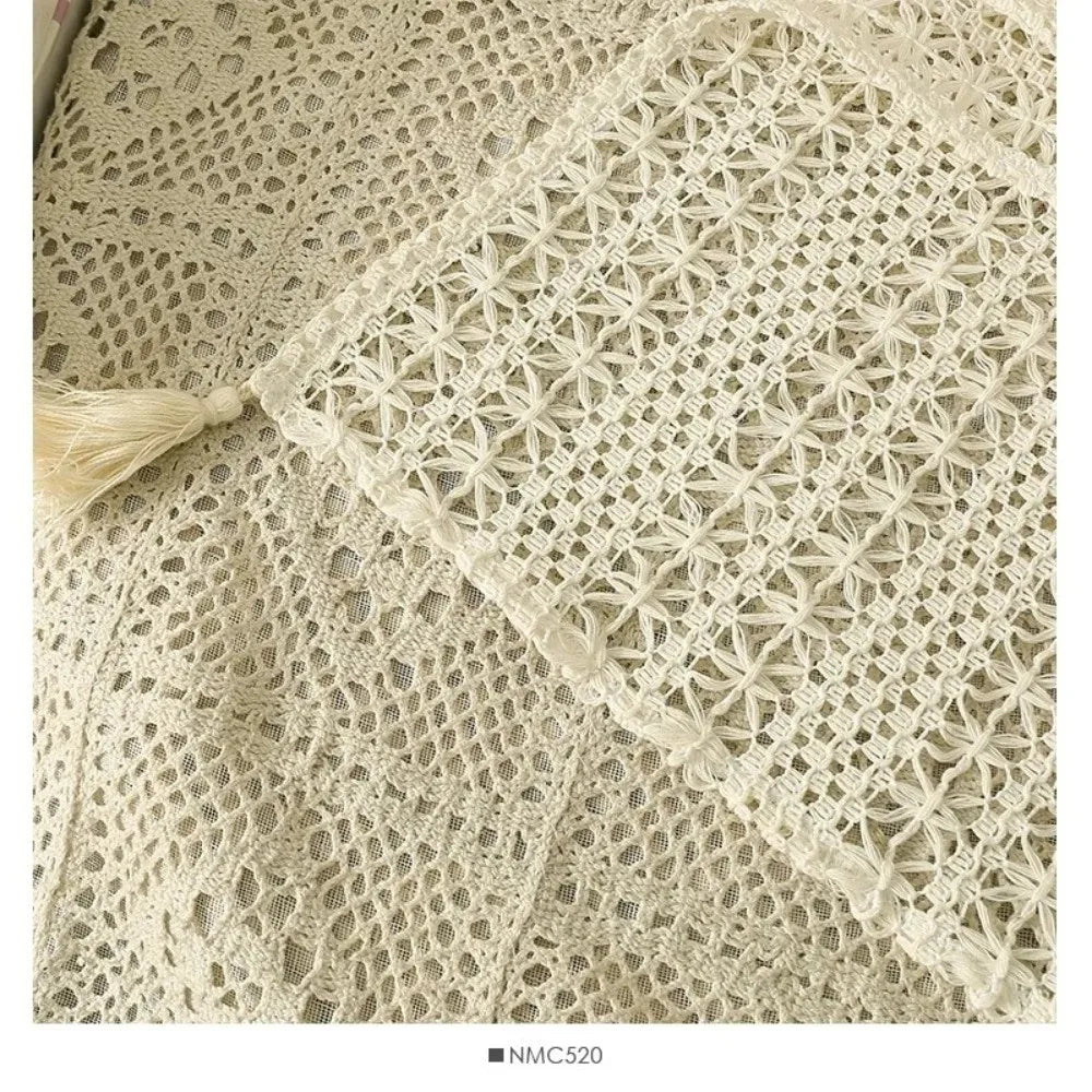 Bohemian Crochet Tassel Shawl – Women's Beach Cover-Up