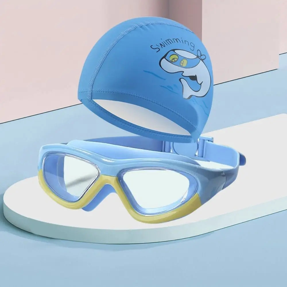 Kids Swimming Cap & Anti-Fog Goggles Set | UV Cartoon