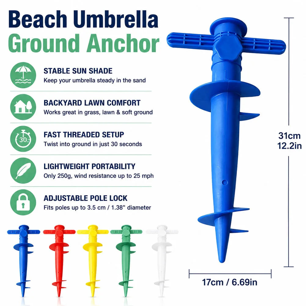 2-Pack Beach Umbrella Ground Spike Anchor – Sand & Lawn