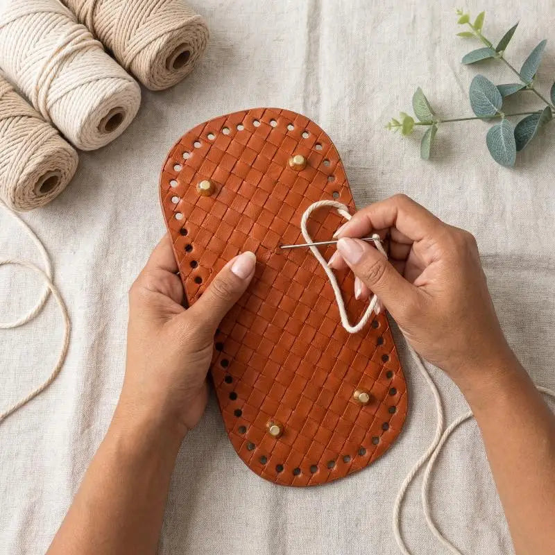 Woven Leather Bag Base 18x8cm | DIY Crochet Purse Bottom