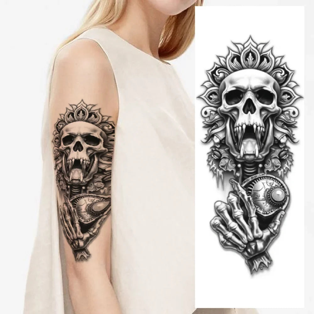 3-Pack Waterproof Temporary Tattoos – Butterfly, Skull & Rose