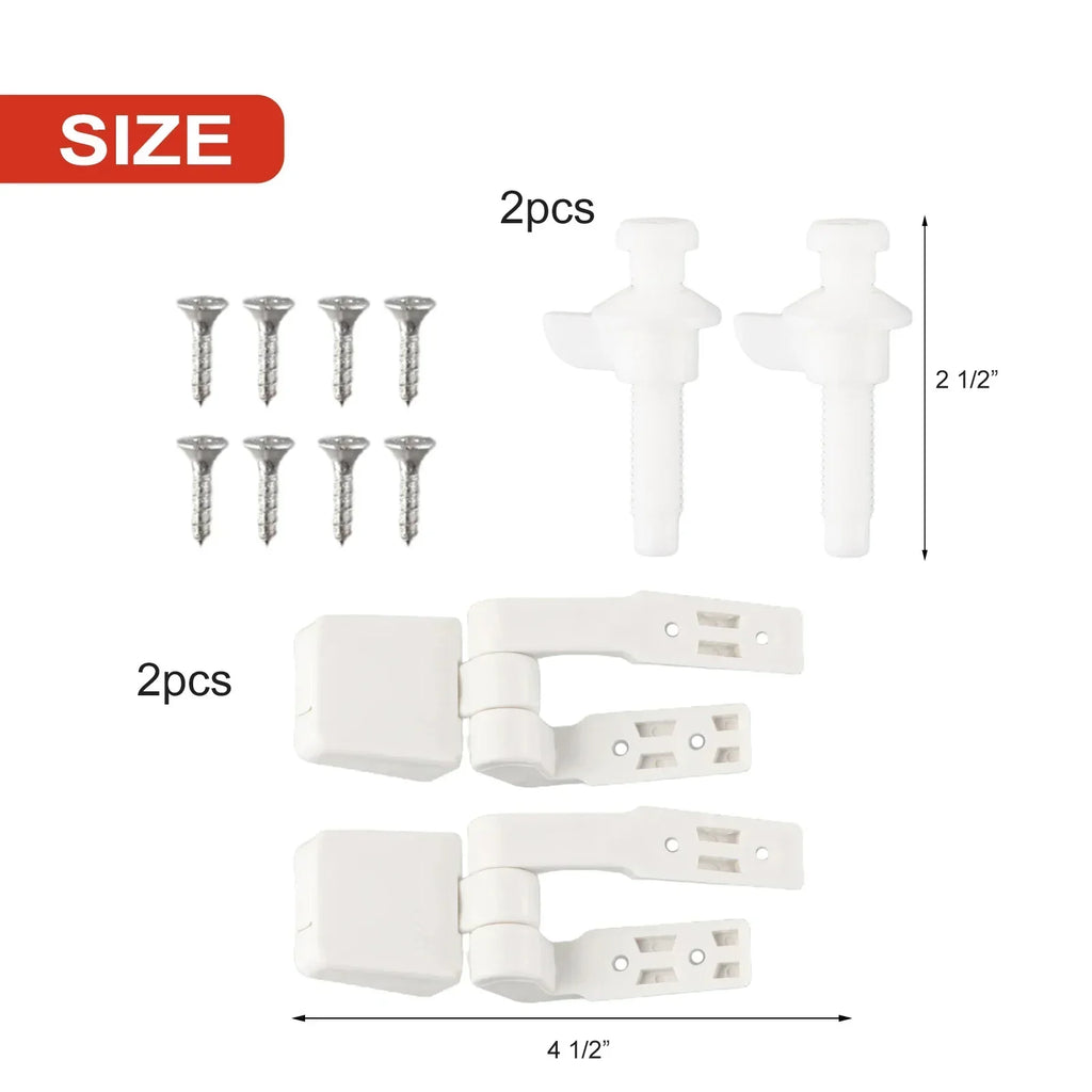 White Plastic Toilet Seat Hinges with Bolts & Screws Kit