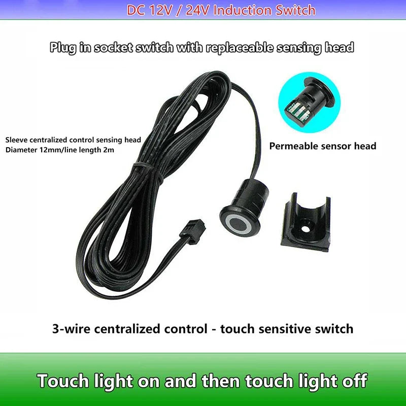 Mini LED Cabinet Light Sensor Switch 12V 24V Touch Hand Sweep PIR