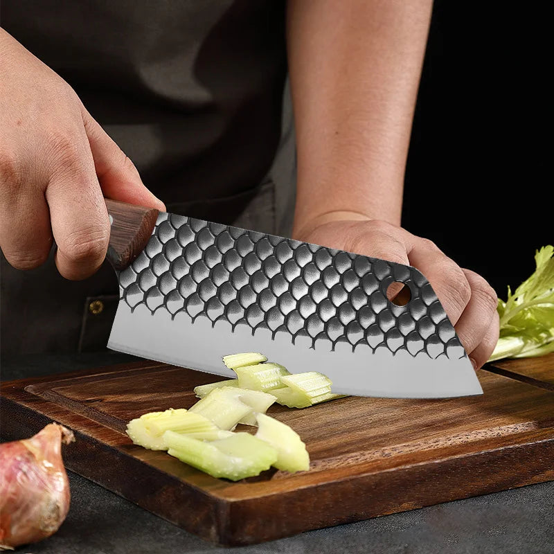 InLeung Forged Steel Cleaver Chef's Knife – Wood Handle