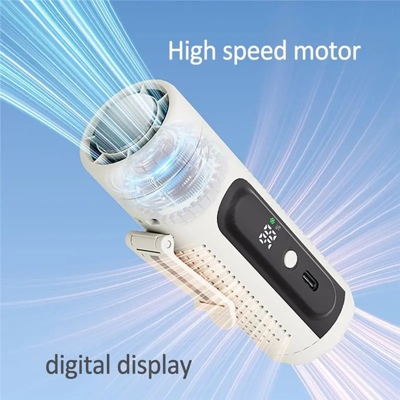 3-in-1 USB Rechargeable Neck Fan – 5-Speed Portable Pocket Fan