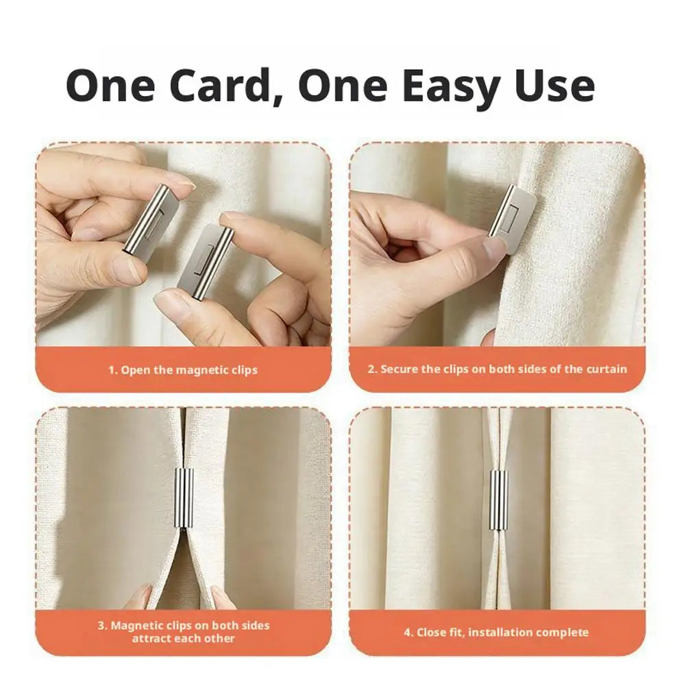 Magnetic Curtain Clips – Drill-Free Fasteners | 6 or 10 Pairs