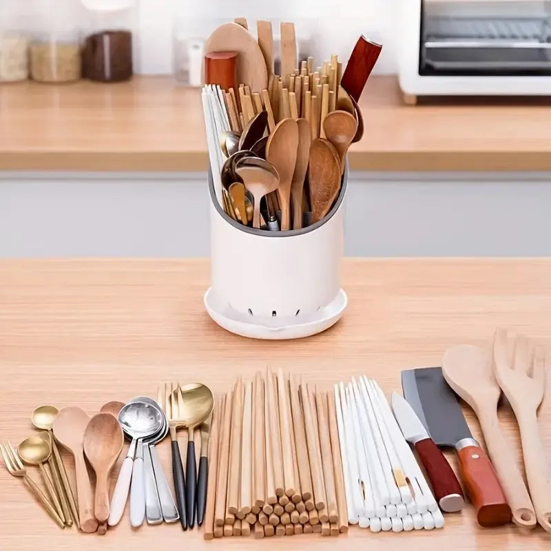 Kitchen Storage Chopsticks Tube Drain Plate Tableware Holder Home