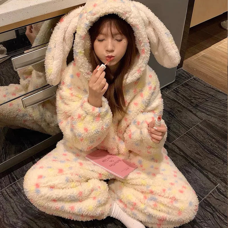 Women's Hooded Fleece Onesie Pajamas | Cartoon Print Sleepwear