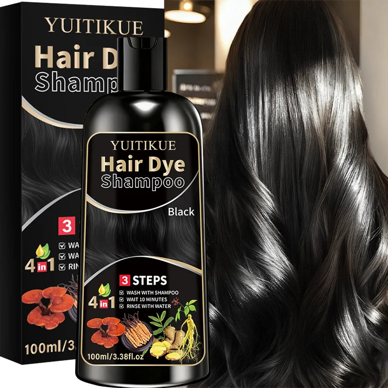YUITIKUE Herbal Black Hair Dye Shampoo – Long-Lasting Color