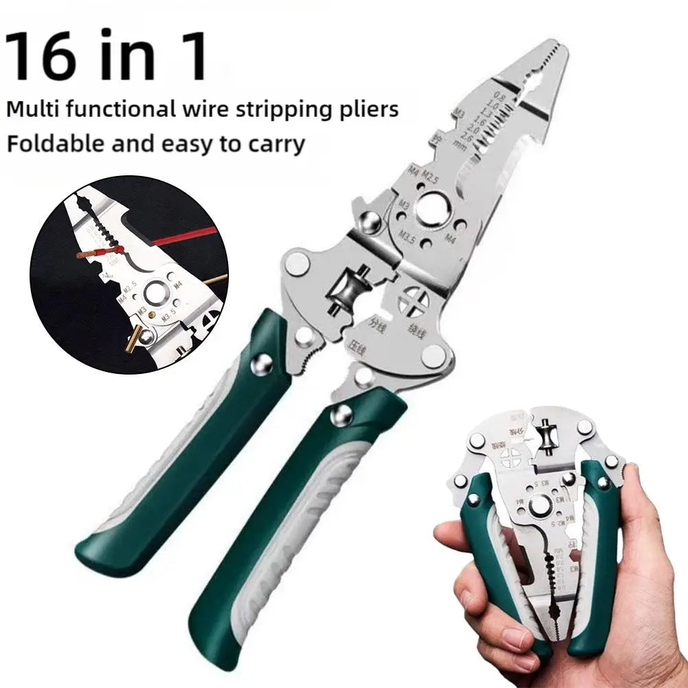 Foldable Wire Stripper Pliers – Strip, Crimp & Twist Tool