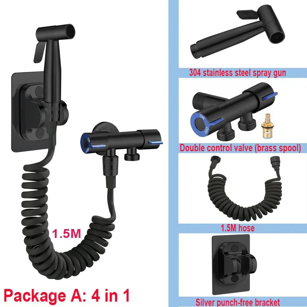 Handheld Bidet Sprayer Stainless Steel Spray Gun Shower Bathroom