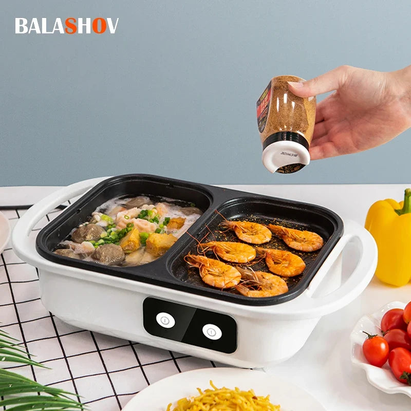 2-in-1 Electric Shabu Shabu Pot & Non-Stick Griddle | BBQ Hot Pot