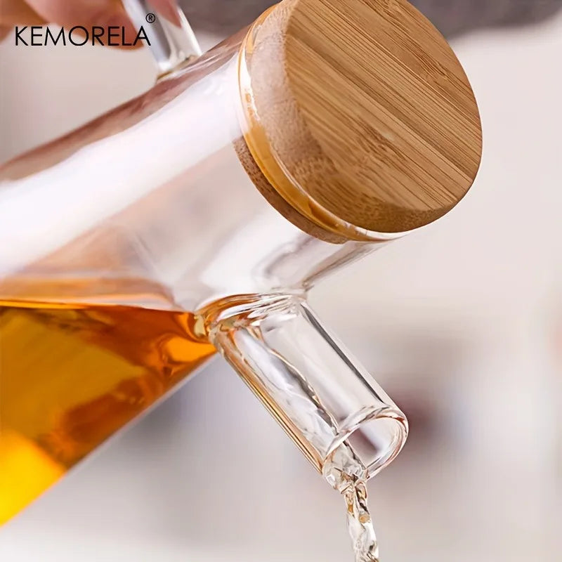 KEMORELA 900ml Glass Oil Bottle with Handle | PVC-Free Kitchen