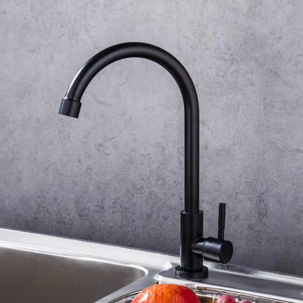 Universal Plastic Kitchen Faucet Rotating Black Single Cold Water