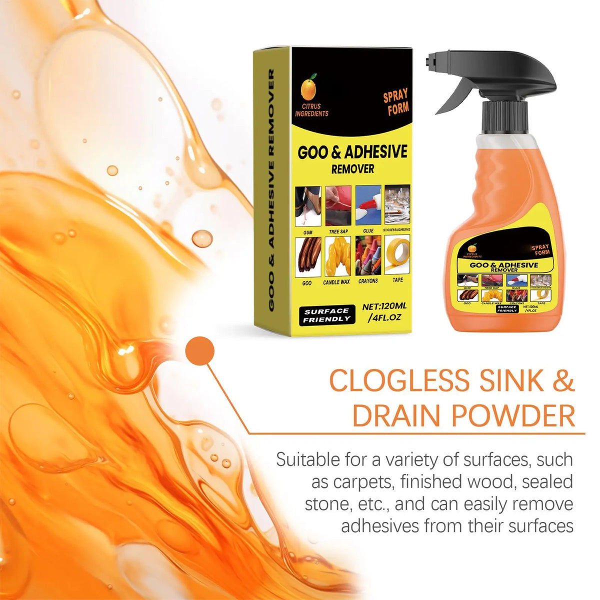 Odorless Adhesive Remover Spray – 120ml Multi-Surface Cleaner