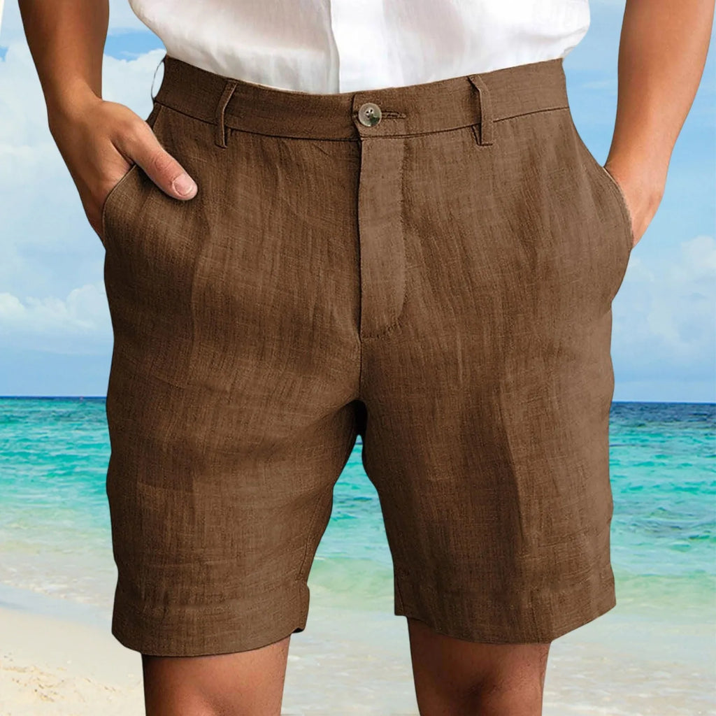 Men's Cotton Linen Shorts | Casual Beach Shorts with Pockets
