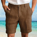 Men's Cotton Linen Shorts | Casual Beach Shorts with Pockets